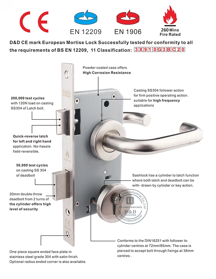 Euro SUS304 Building Hardware Classroom Commercial Door Accessories Lock Key