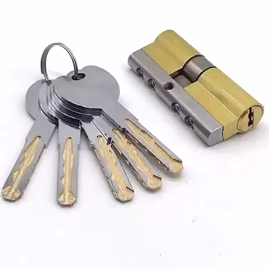 Cilindro de cerradura de seguridad de doble apertura de latón, llaves normales o de computadora